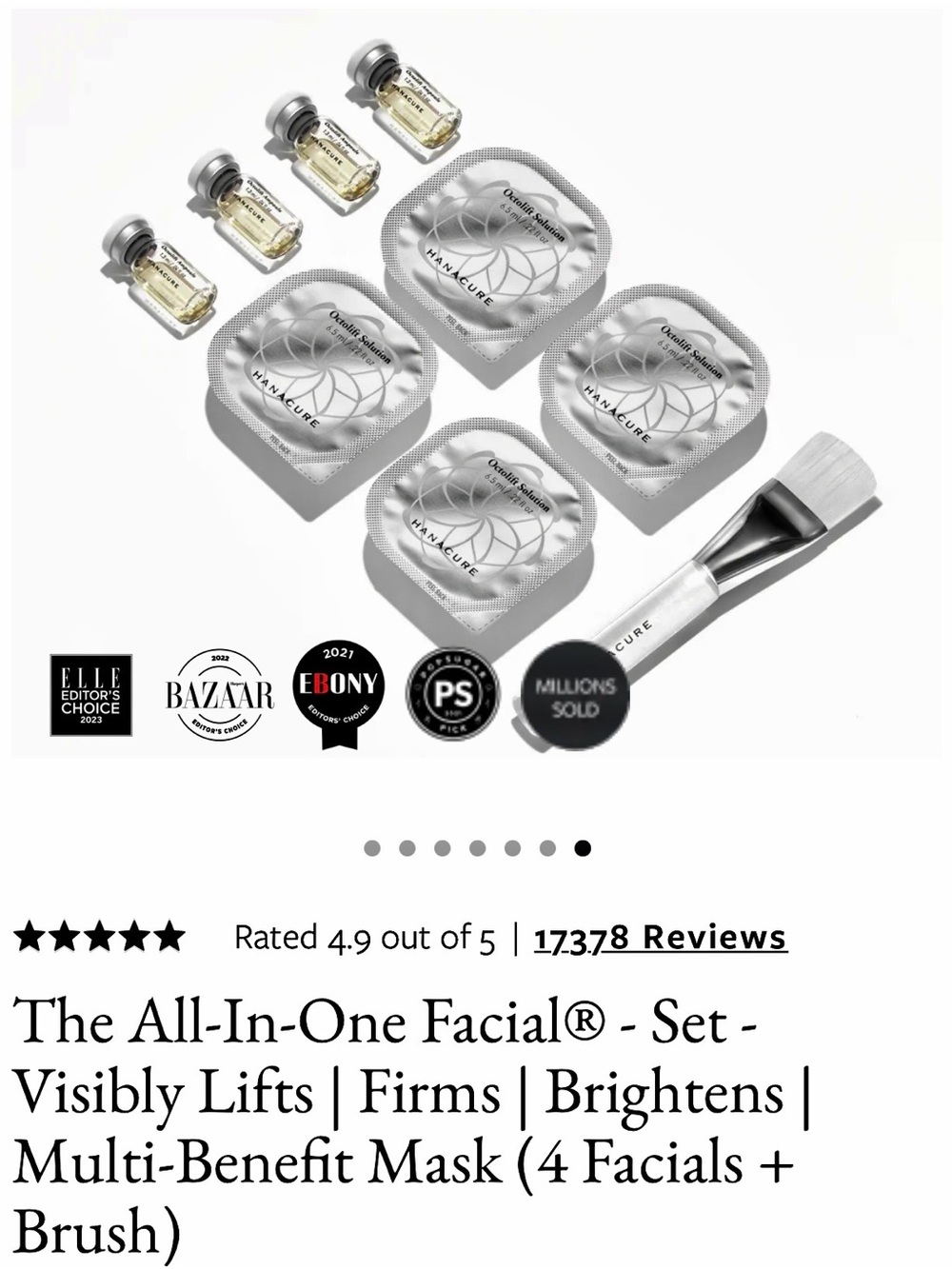 Hanacure All-In-One Facial Set~ Multi-Benefit Mask (4 Facials + Brush) NEW! NIB!